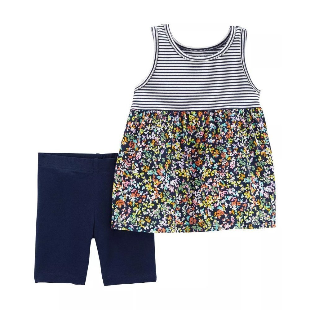Carters Baby Girls 9 Months 2-Piece Mixed Print Tank and‎ Bike Shorts Set 2189